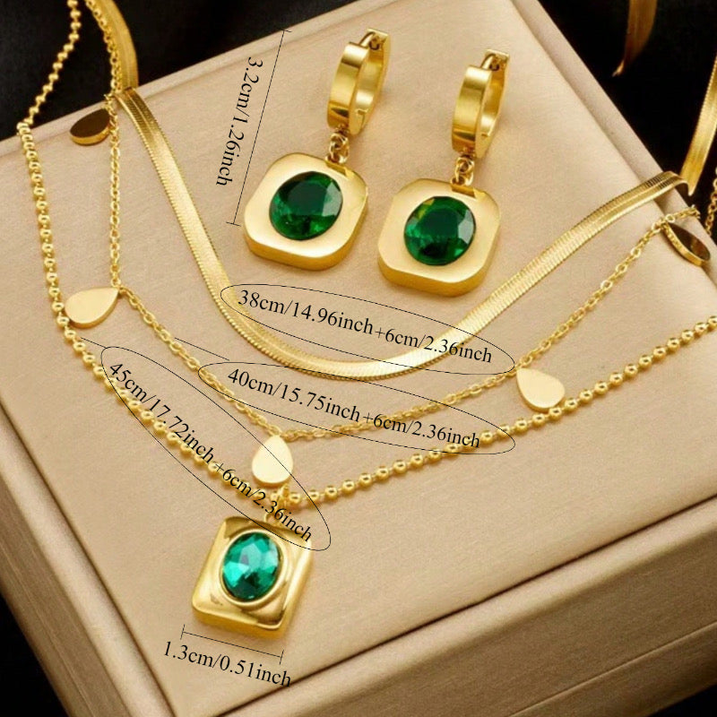 Jewelry Set For Women's 18K Gold Plated 316 Stainless Steel Waterproof
