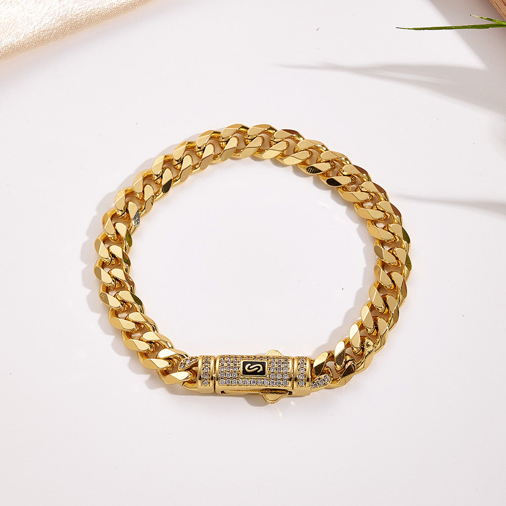 Electroplating 18K Gold Plated Double S Rectangle Modern Style Artistic Monaco Bracelets