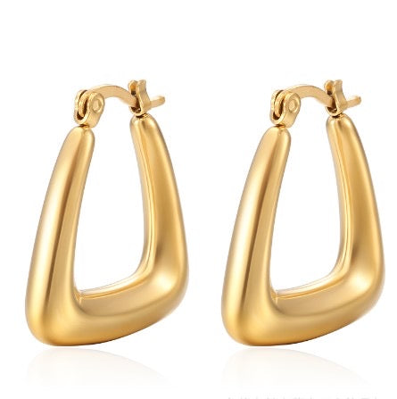 Pvd Coated 18K Gold Real Gold Plated Aretes  Triangle Hollow