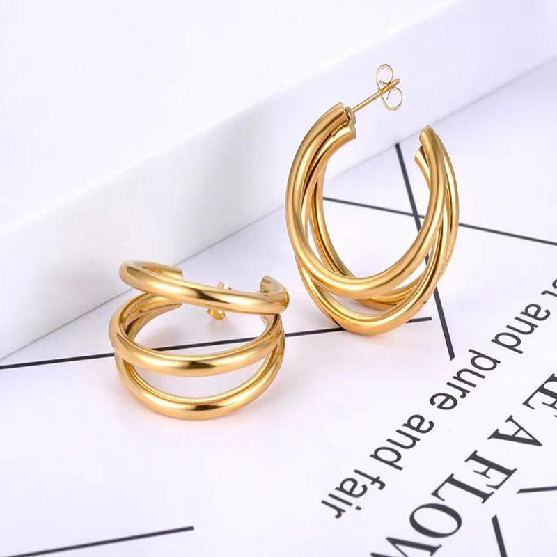 C Shape  Stainless Steel Aretes  Fashion Waterproof 18K