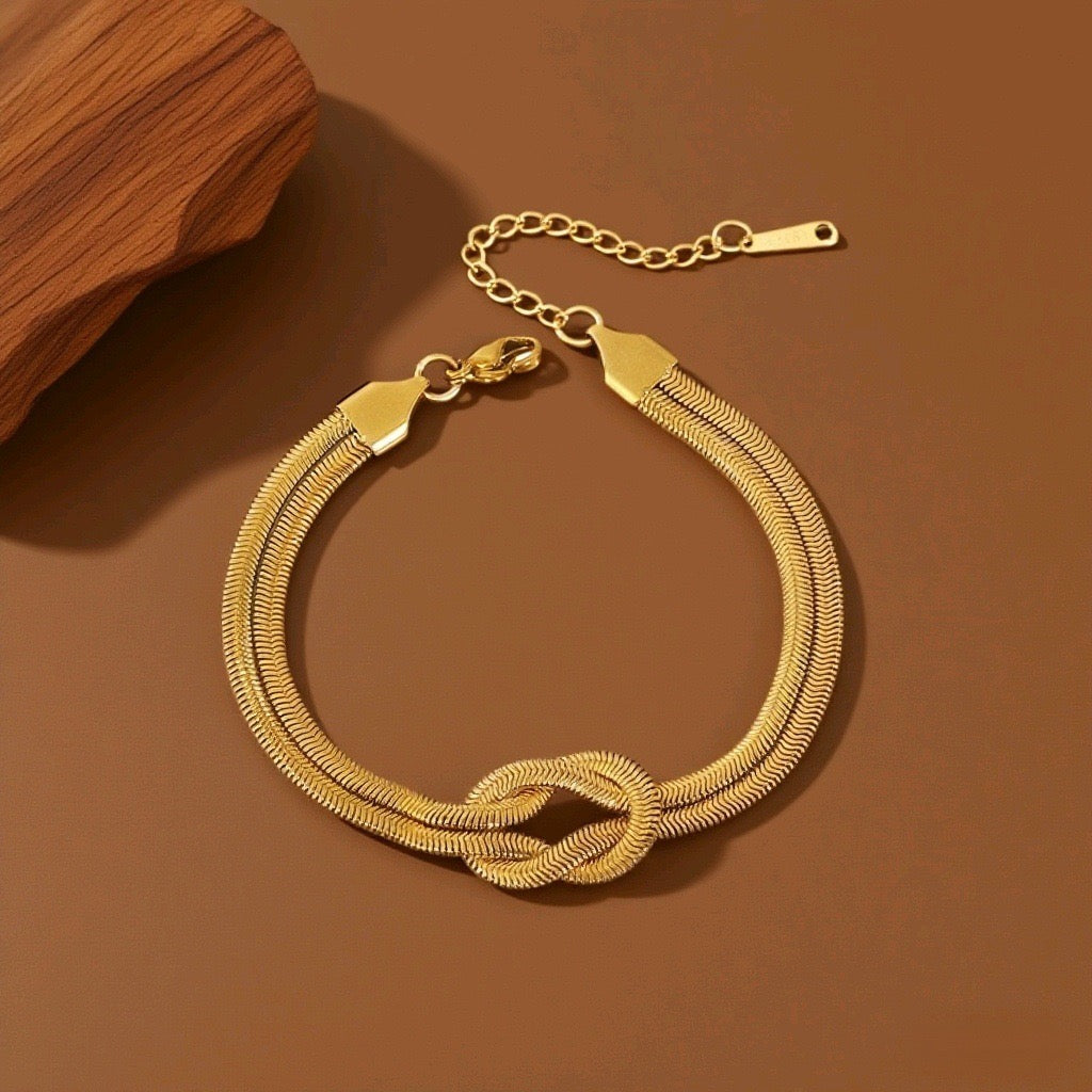 Double-layered Knotted Bracelet- Gold