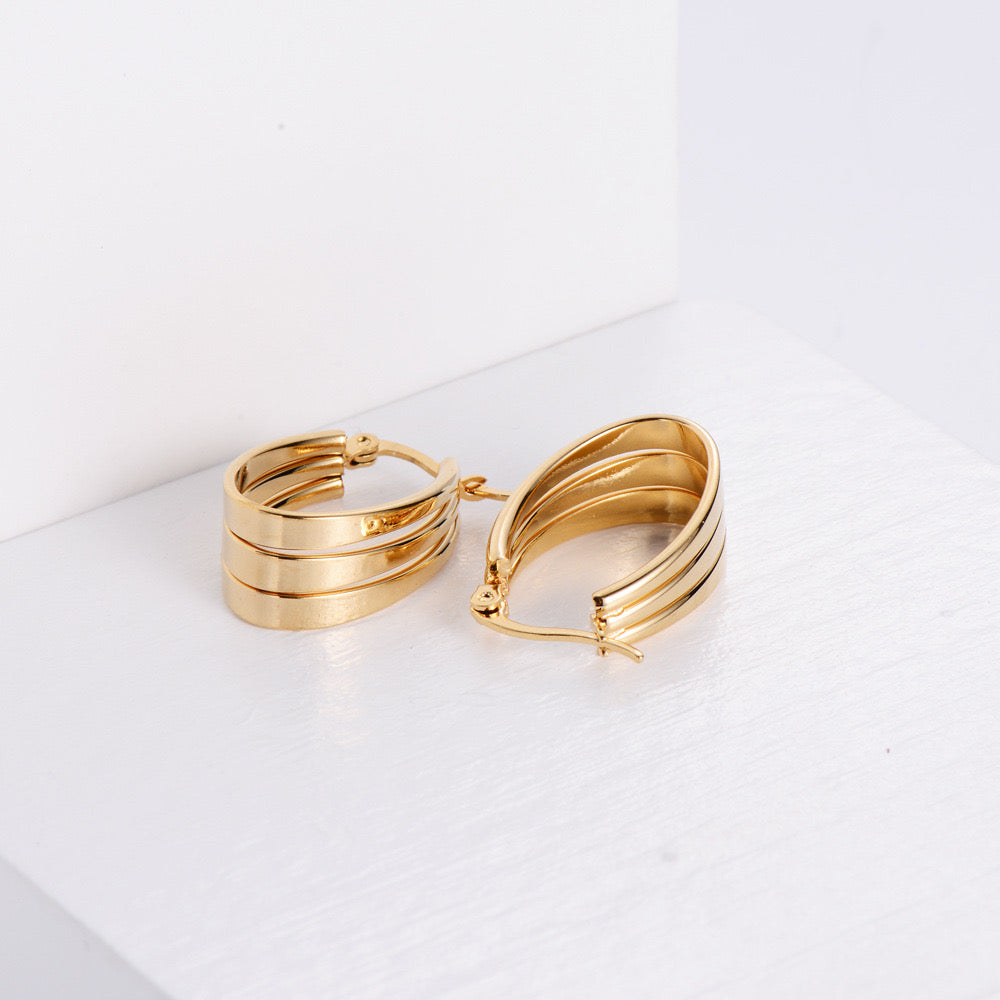 Retro U Shape Plating Stainless Steel No Inlaid 18K Gold Plated Earrings