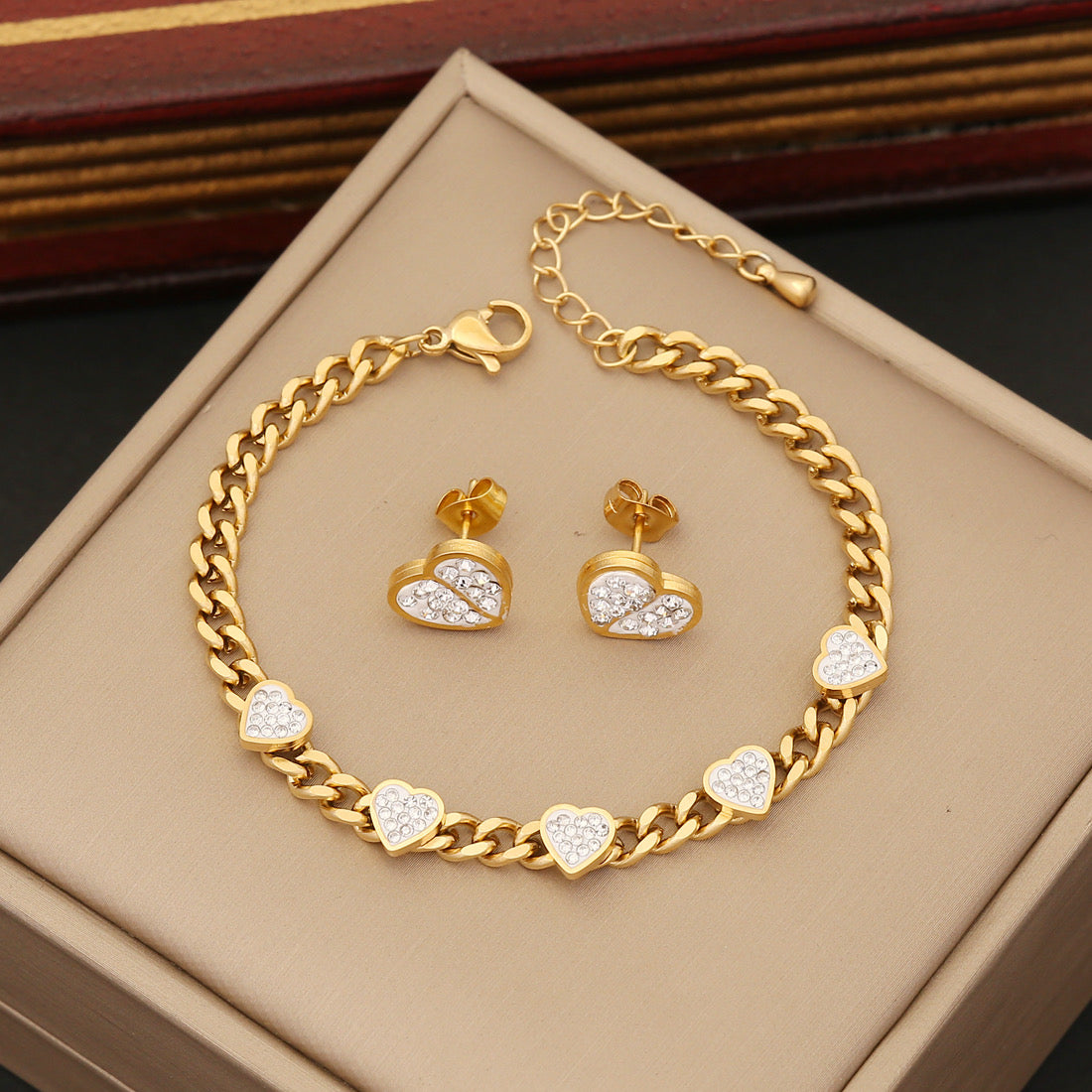 Jewelry Set Fashion Heart Shape Stainless Steel Plating InlayZircon
