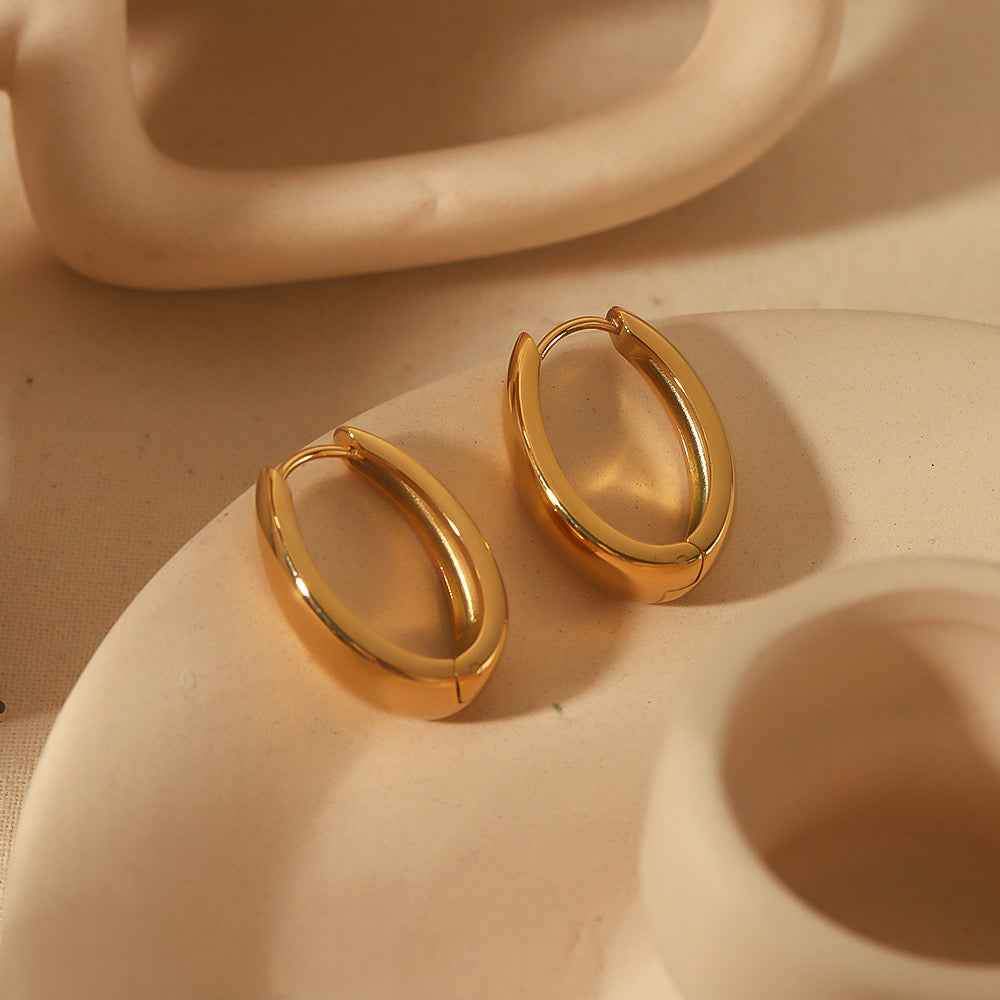Pvd Coated Real Gold Plated 18K Gold Aretes