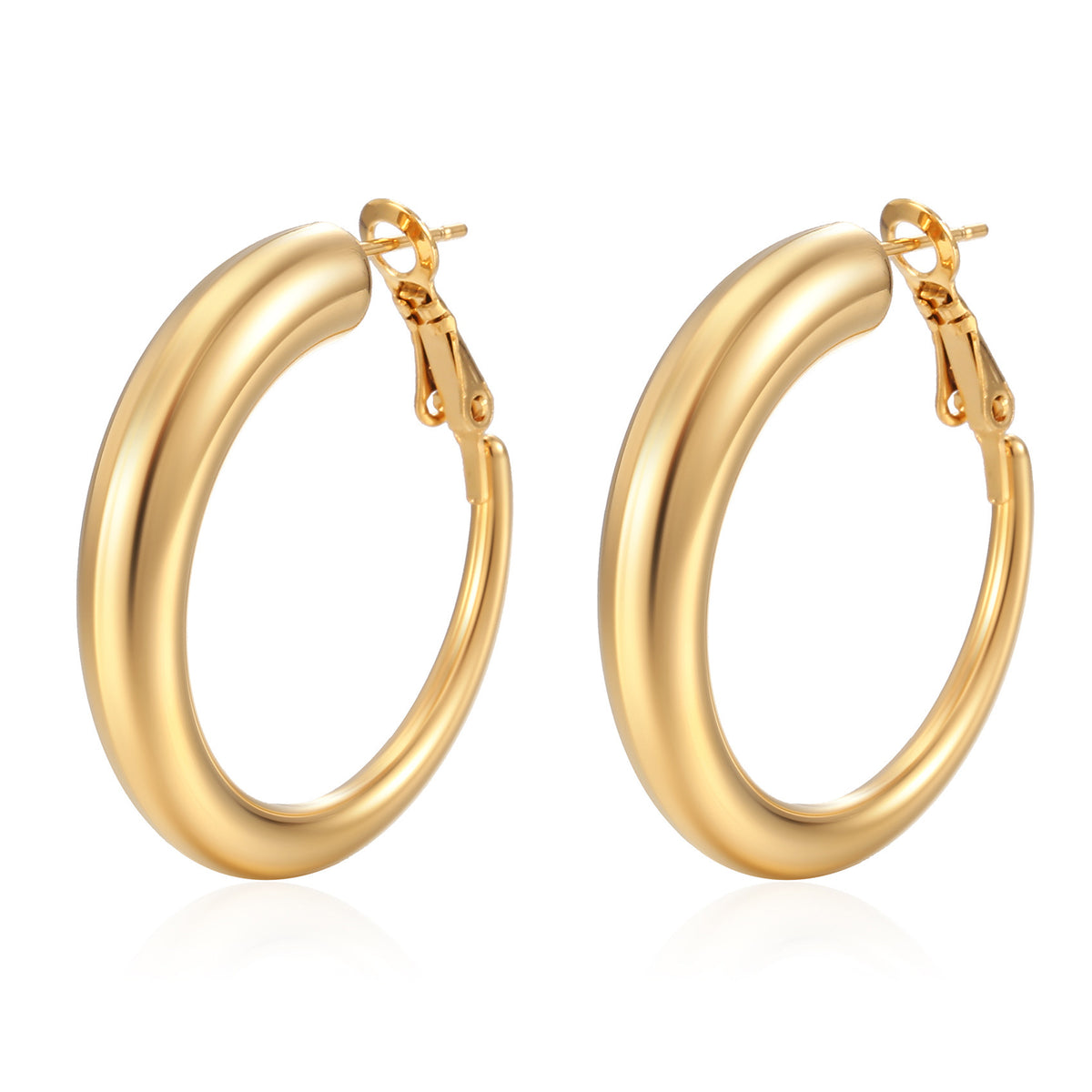 Pvd Coated 18K Gold Real Gold Plated Solid Aretes Round Hollow
