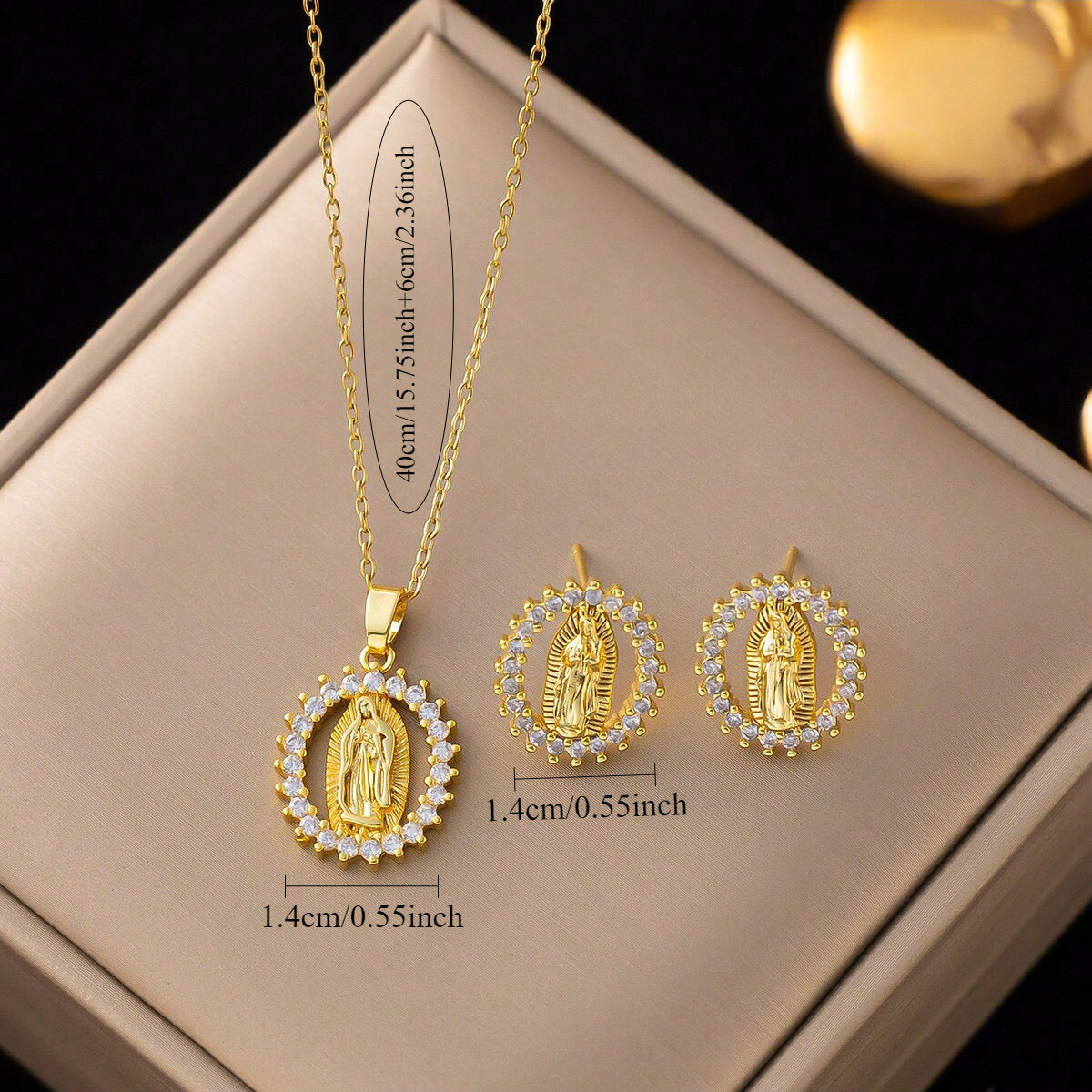 Copper Oval Electroplated 18K Real Gold Plated Vintage Style Jewelry Set