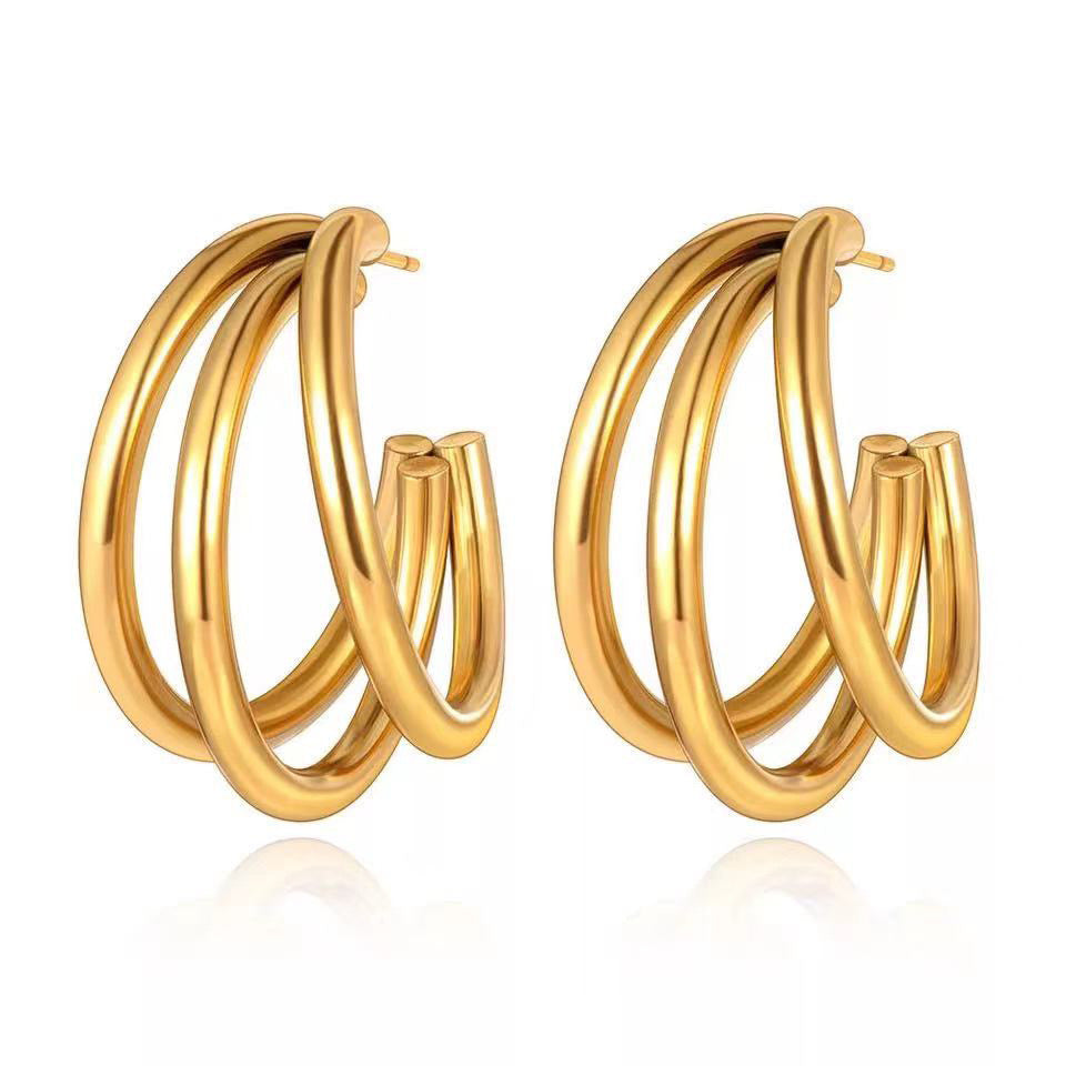 C Shape  Stainless Steel Aretes  Fashion Waterproof 18K