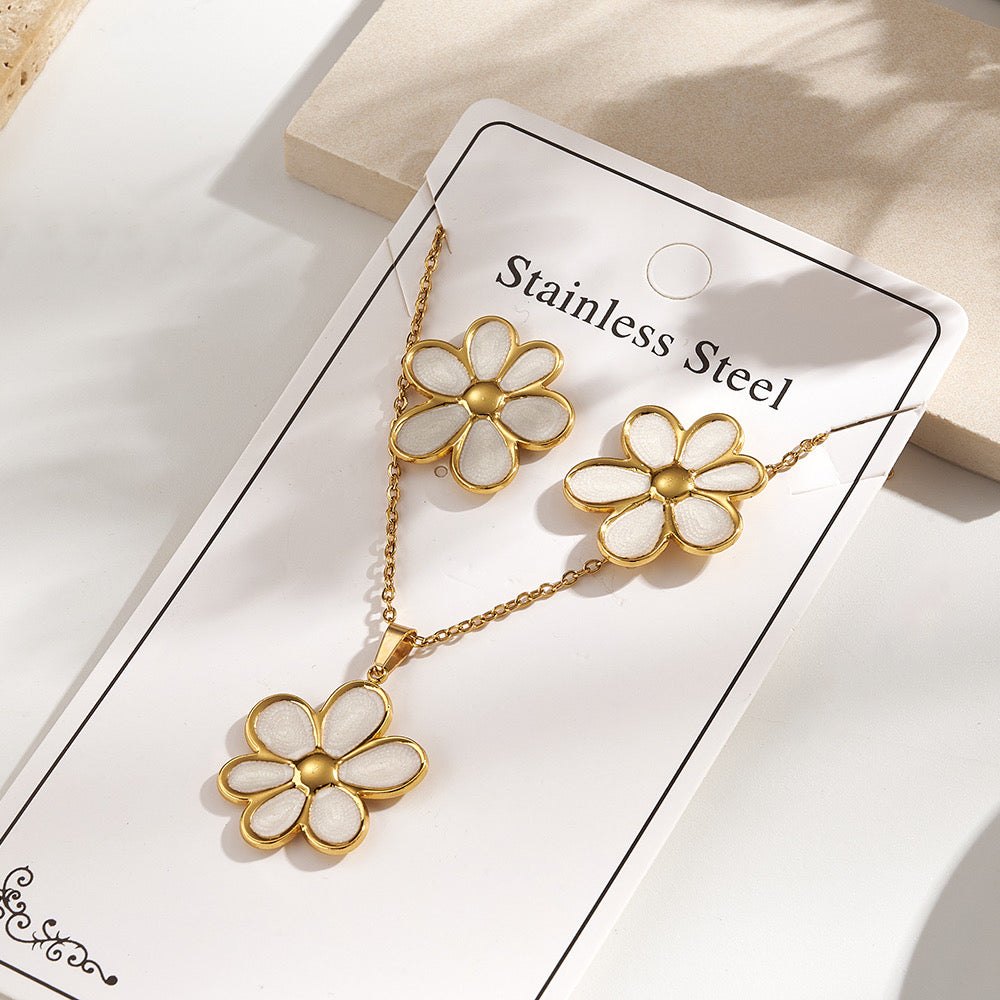 Fashion Imitation Gold Plated Flower Water Plated Jewelry Set For Women