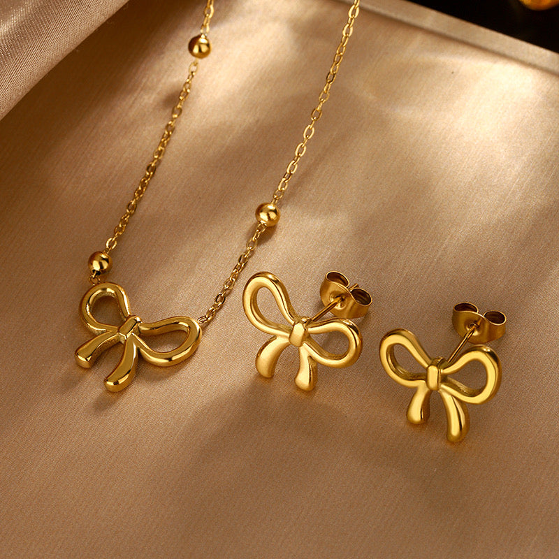 Set Gold Plated Imitation Gold Sweet Classic Style Streetwear Jewelry Set 18K