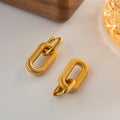 Pendientes colgantes de acero inoxidable ovalados con baño de oro real PVD, a la moda, impermeables y que no se deslustran