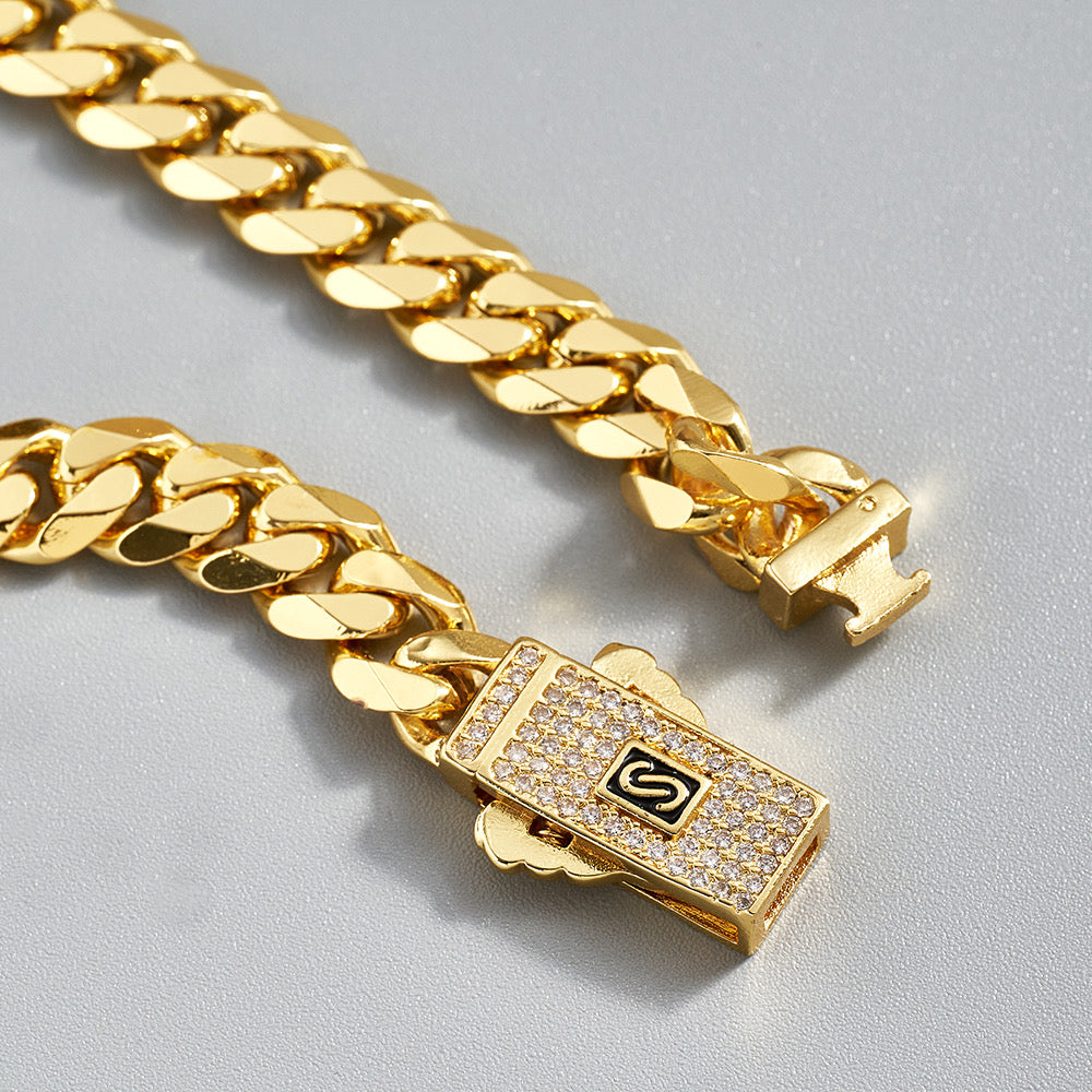 Waterproof Plated Monaco Cuban Bracelet Unisex  Handmade Polished