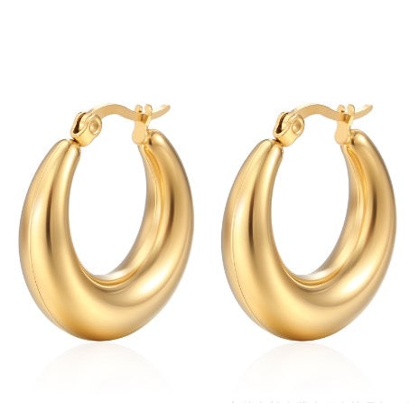 Pvd Coated 18K Gold Real Gold Plated Aretes Glossy Hollow