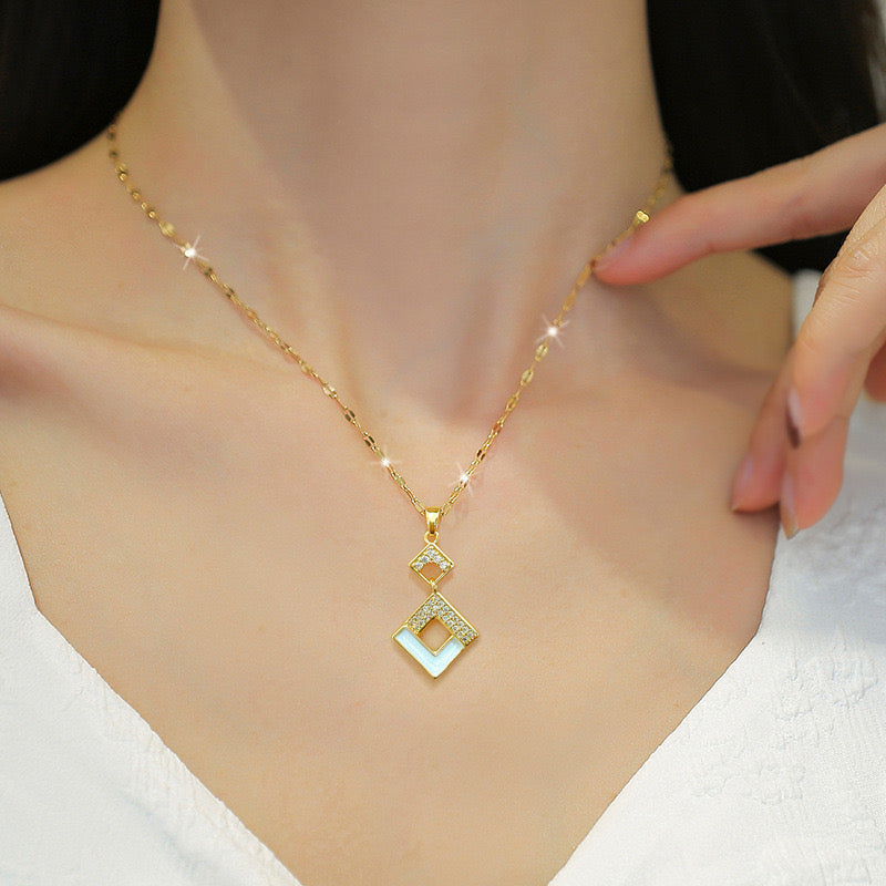 Jewelry Set Electroplating Golden Plated Geometric Titanium Steel Casual