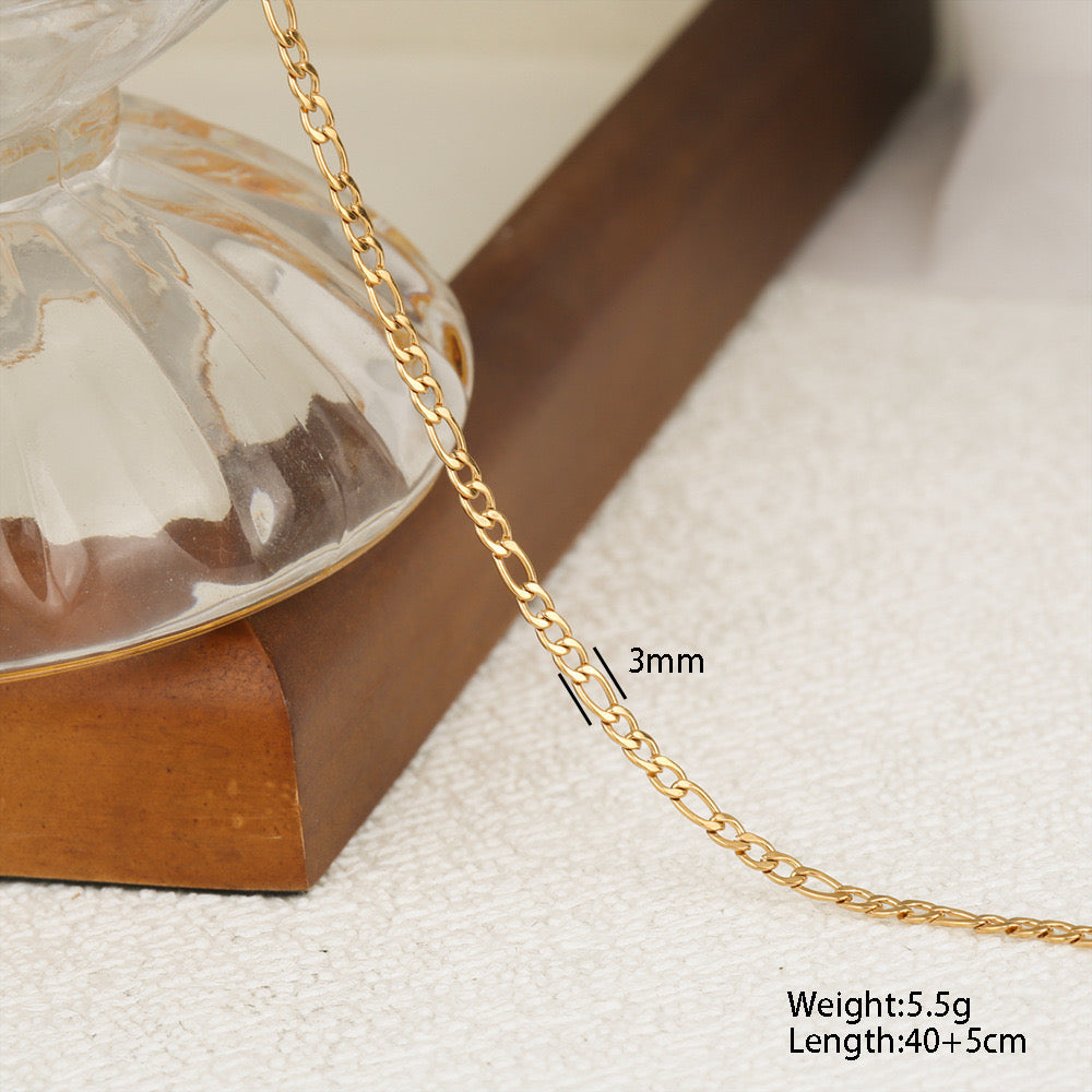 Jewelry Simple Style Geometric 304 Stainless Steel Necklaces Figaro 3mm