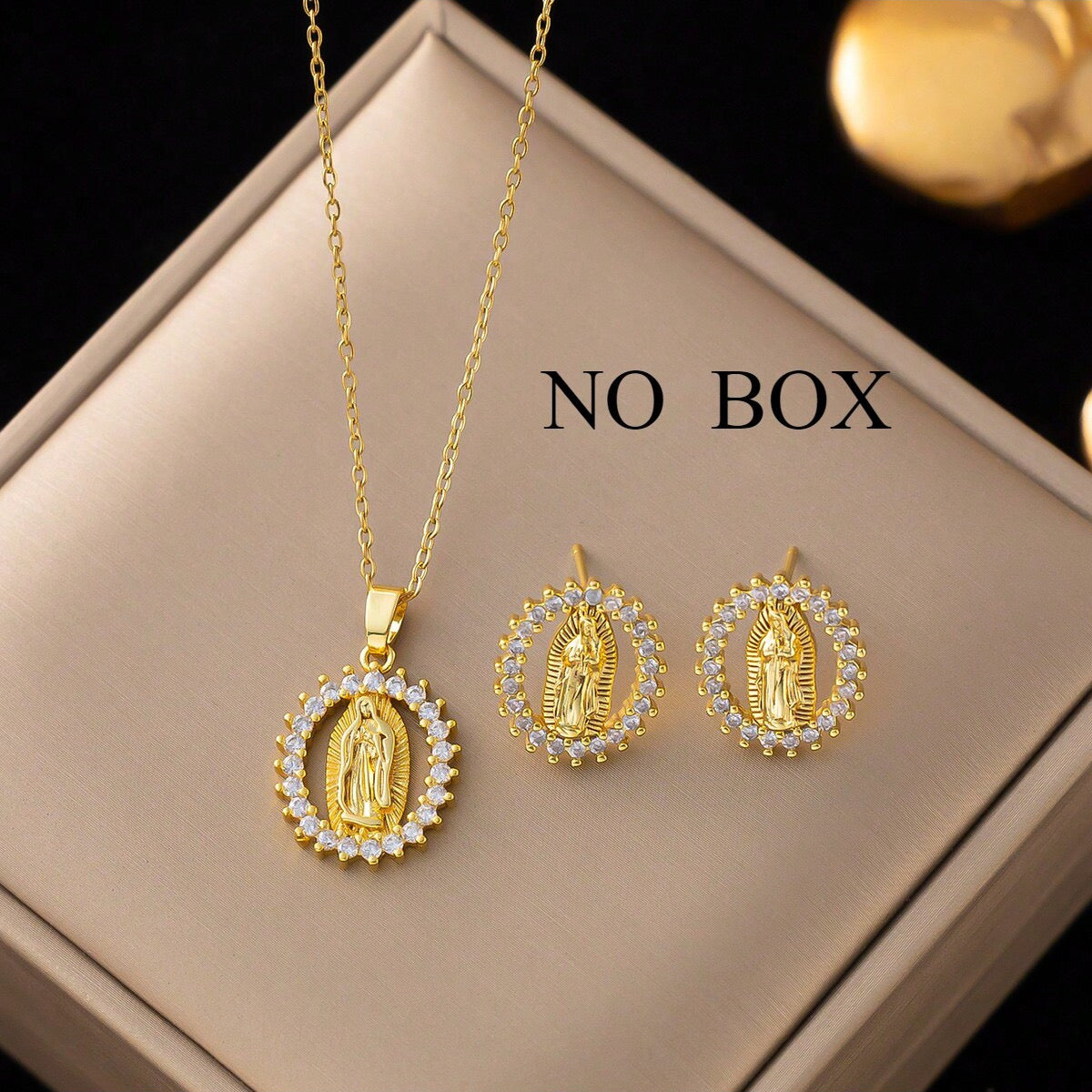 Copper Oval Electroplated 18K Real Gold Plated Vintage Style Jewelry Set