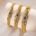 Waterproof Plated Stainless Steel Monaco Cuban Chain Bracelet Unisex (length: 210mm & chain thickness:6mm)
