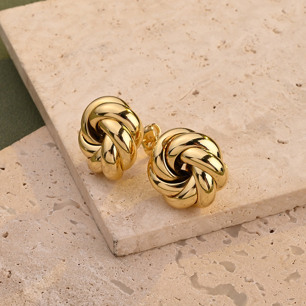 Ion Plating (Ip) Real Gold Plated 18K Gold Circular Triangle Lines Casual Elegant Aretes