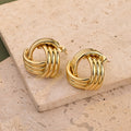 Ion Plating (Ip) Real Gold Plated 18K Gold Circular Triangle Lines  Casual Elegant Aretes