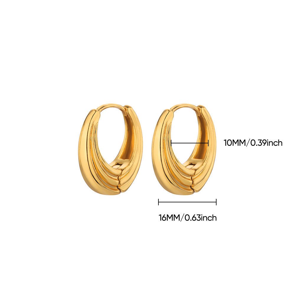 Geometric Three-Dimensional Aretes  For Women, 18K Real Gold Plated
