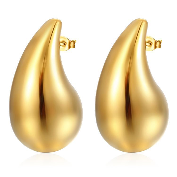 Aretes Medium Water 18K Gold Real Gold Plated Fashion