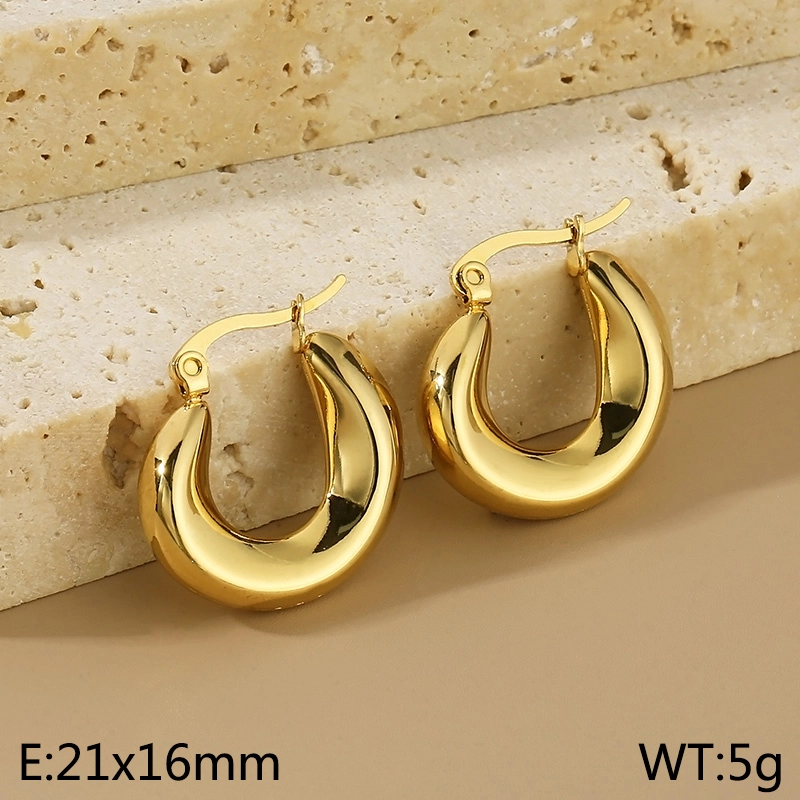 Pvd Coated 18K Gold Real Gold Plated Aretes Glossy Hollow